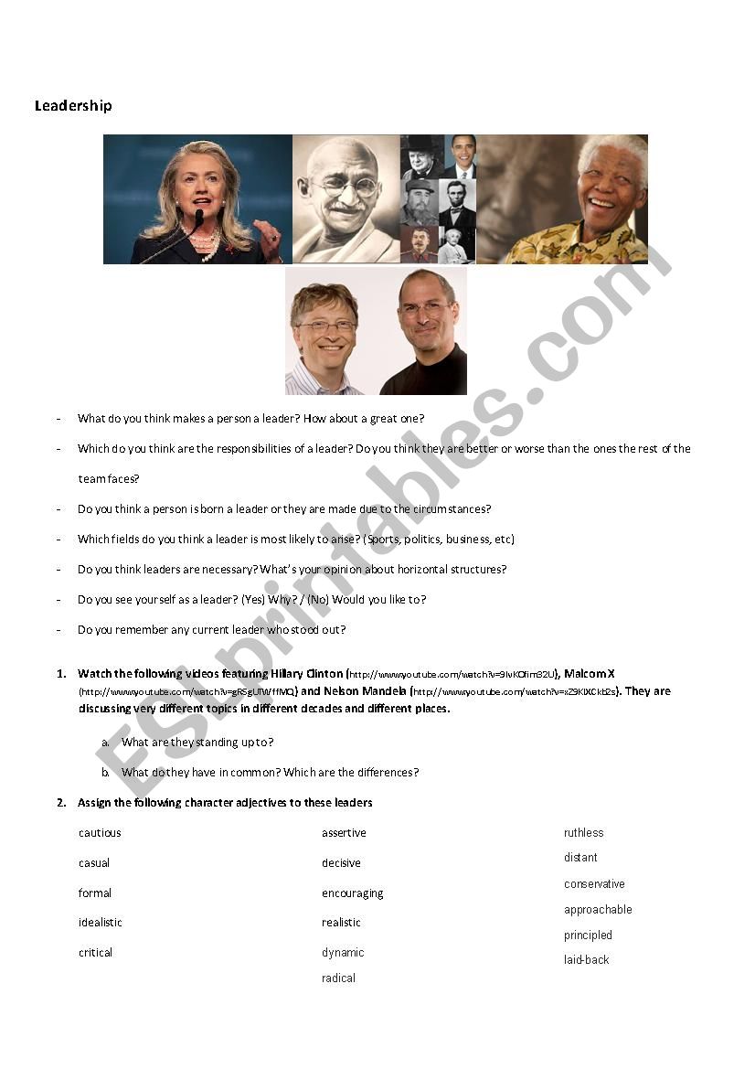 Leadership - MLI Unit 11 worksheet