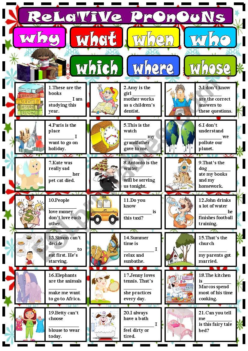 Relative Pronouns ESL Worksheet By LILIAAMALIA