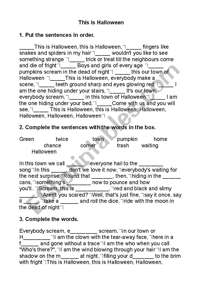 this is halloween worksheet