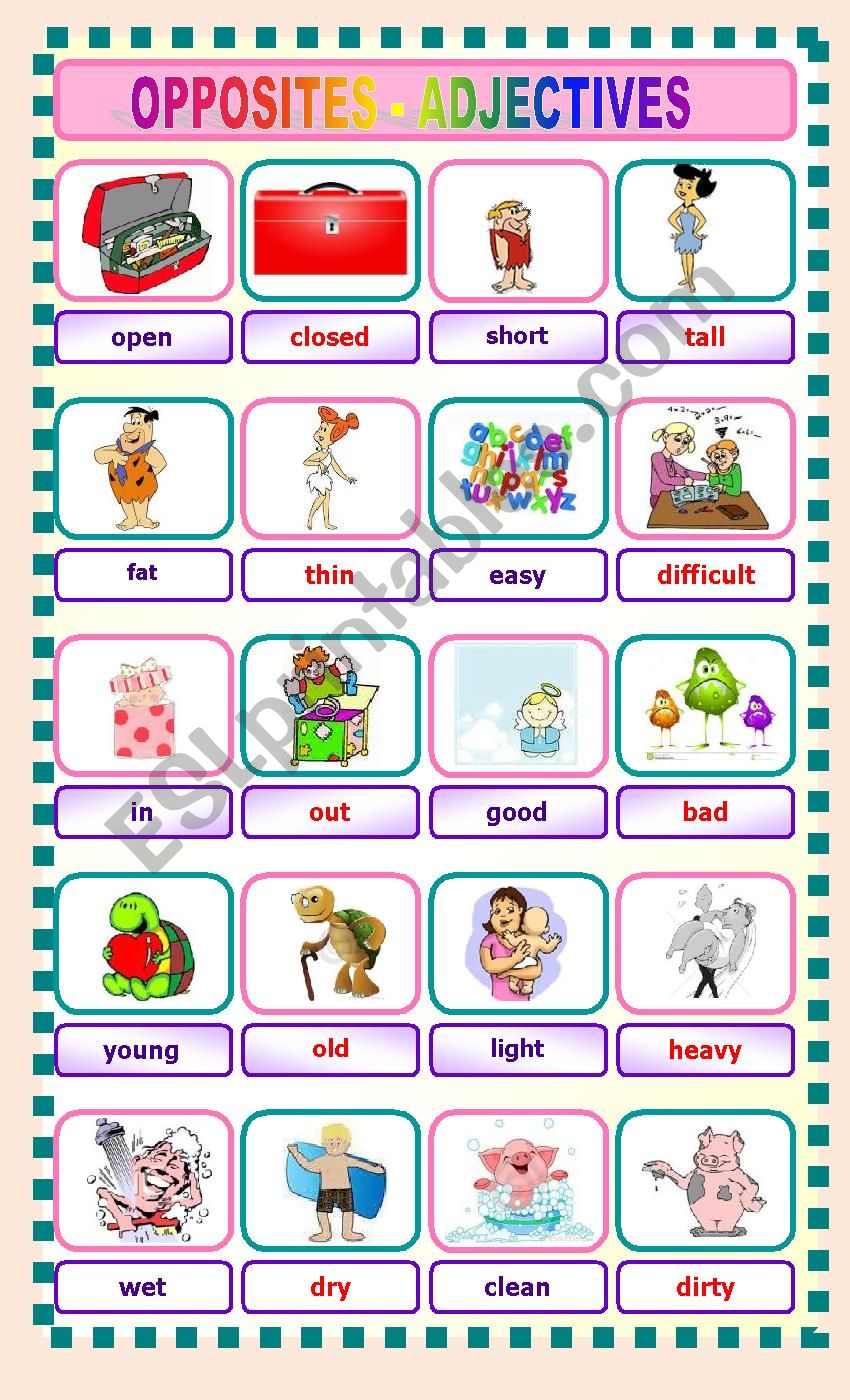 Adjective Opposites Esl Resources Ideas In Adjectives Esl Hot Sex Picture
