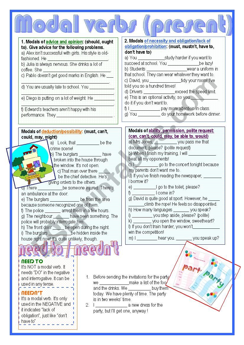 Modal Verbs present ESL Worksheet By Nuria08