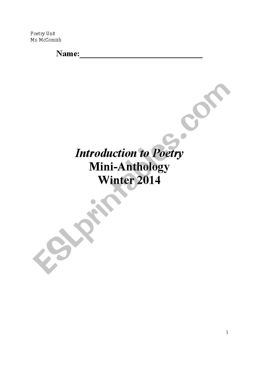 Poetry Unit  worksheet