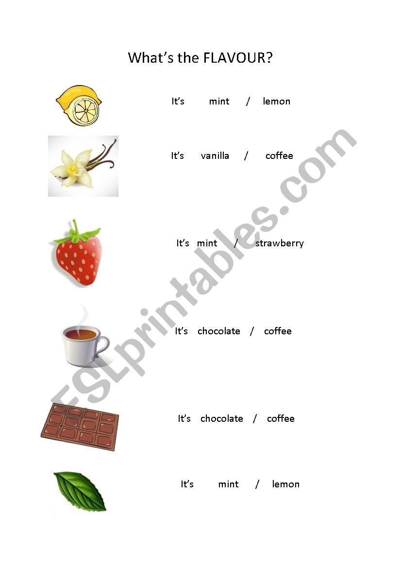 Whats the flavour? worksheet