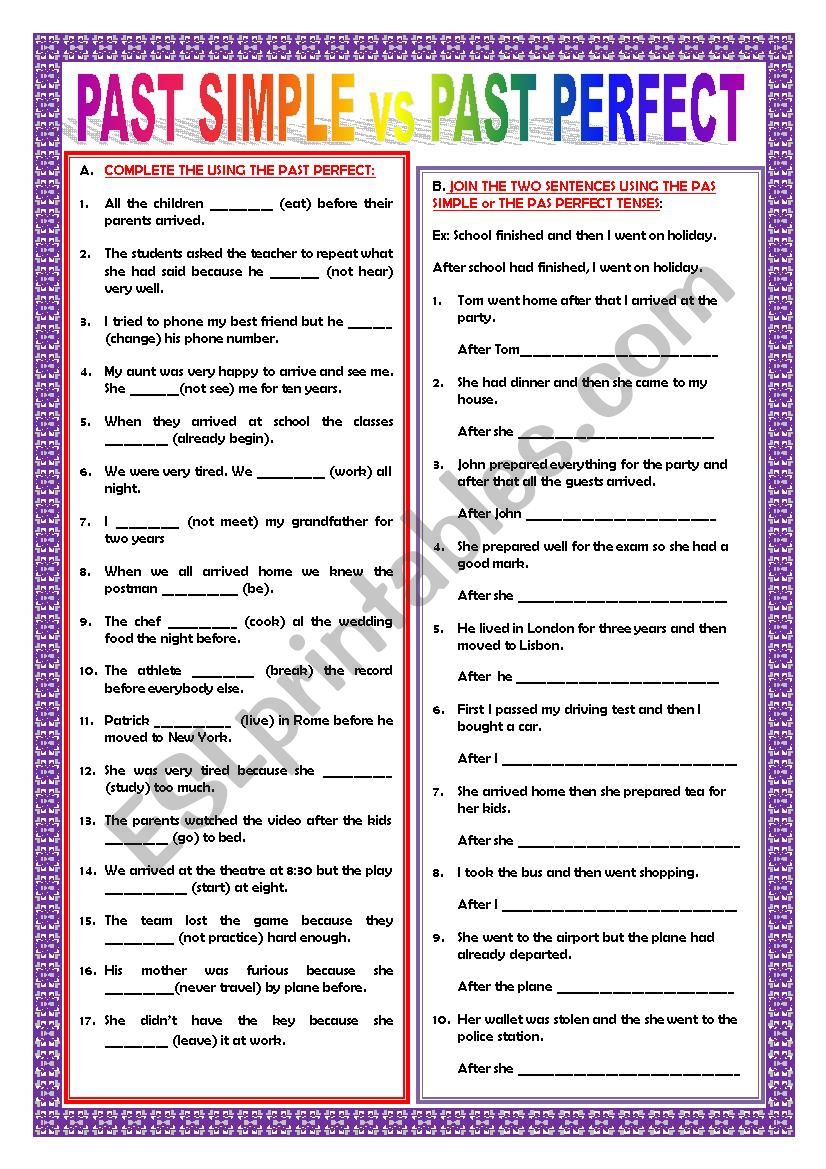 past-perfect-simple-vs-past-simple-exercises-esl-worksheet-by-ascincoquinas