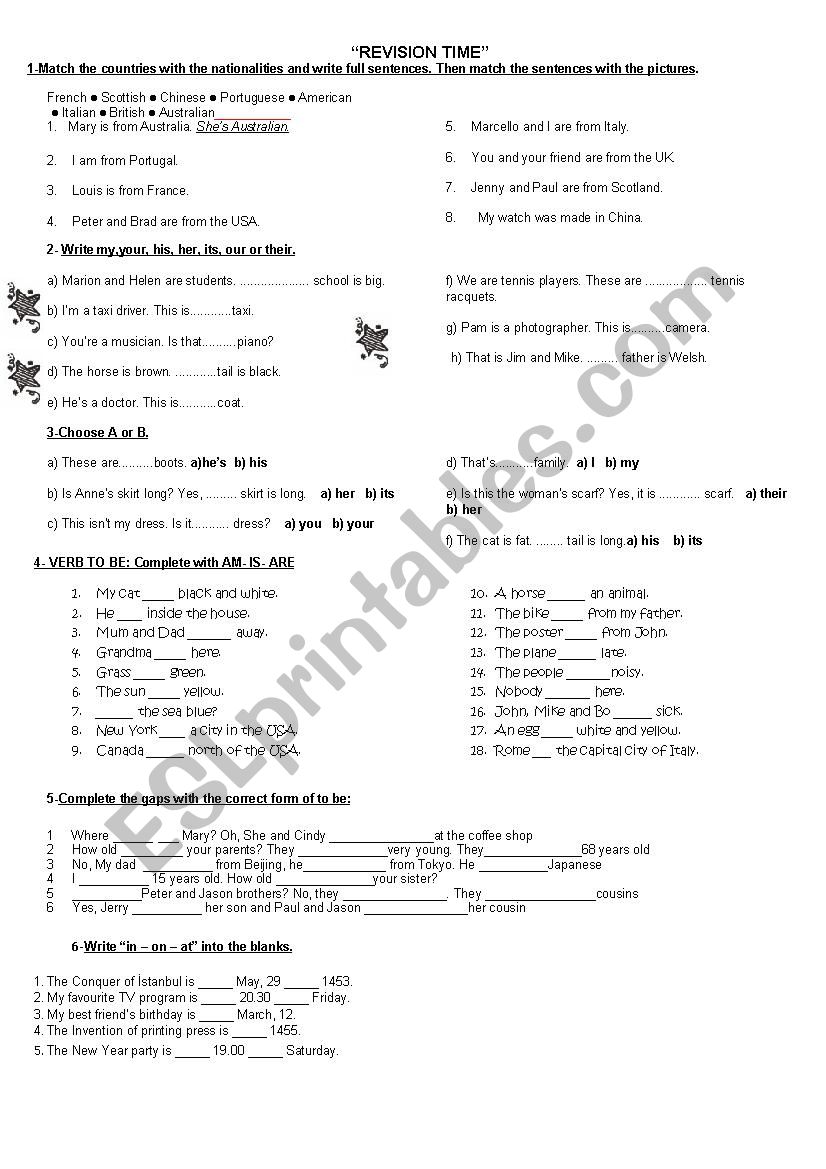 REVISION FOR SEVENTH COURSE PRIMARY SCHOOL