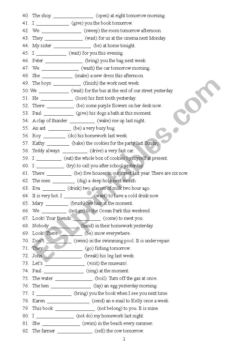 mixed tenses with answers - ESL worksheet by connieych