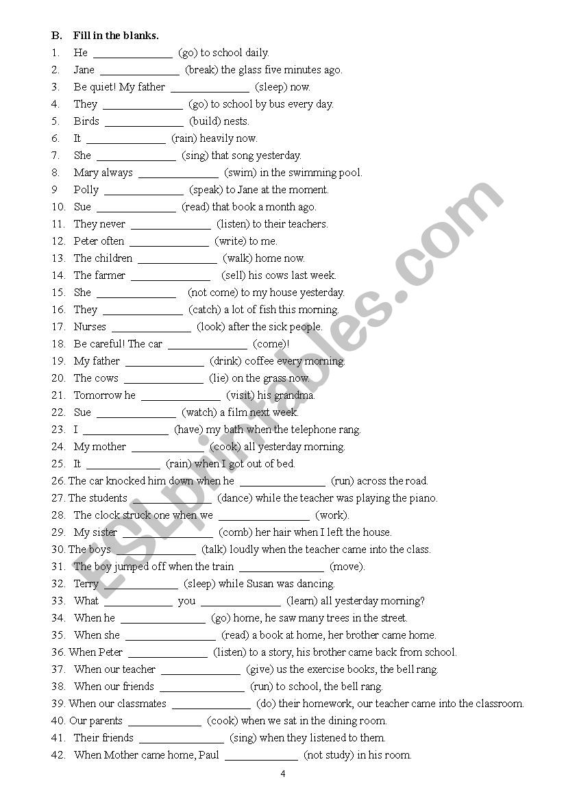 mixed tenses with answers - ESL worksheet by connieych