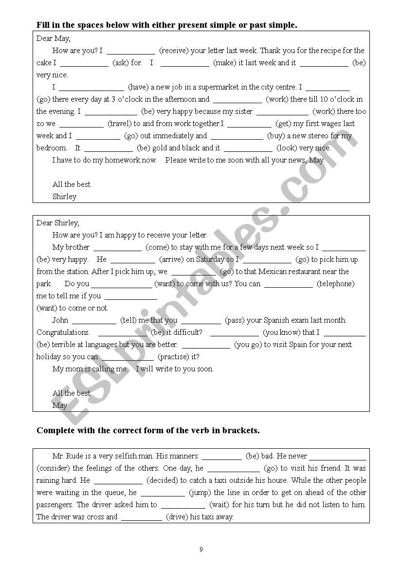 mixed tenses with answers - ESL worksheet by connieych