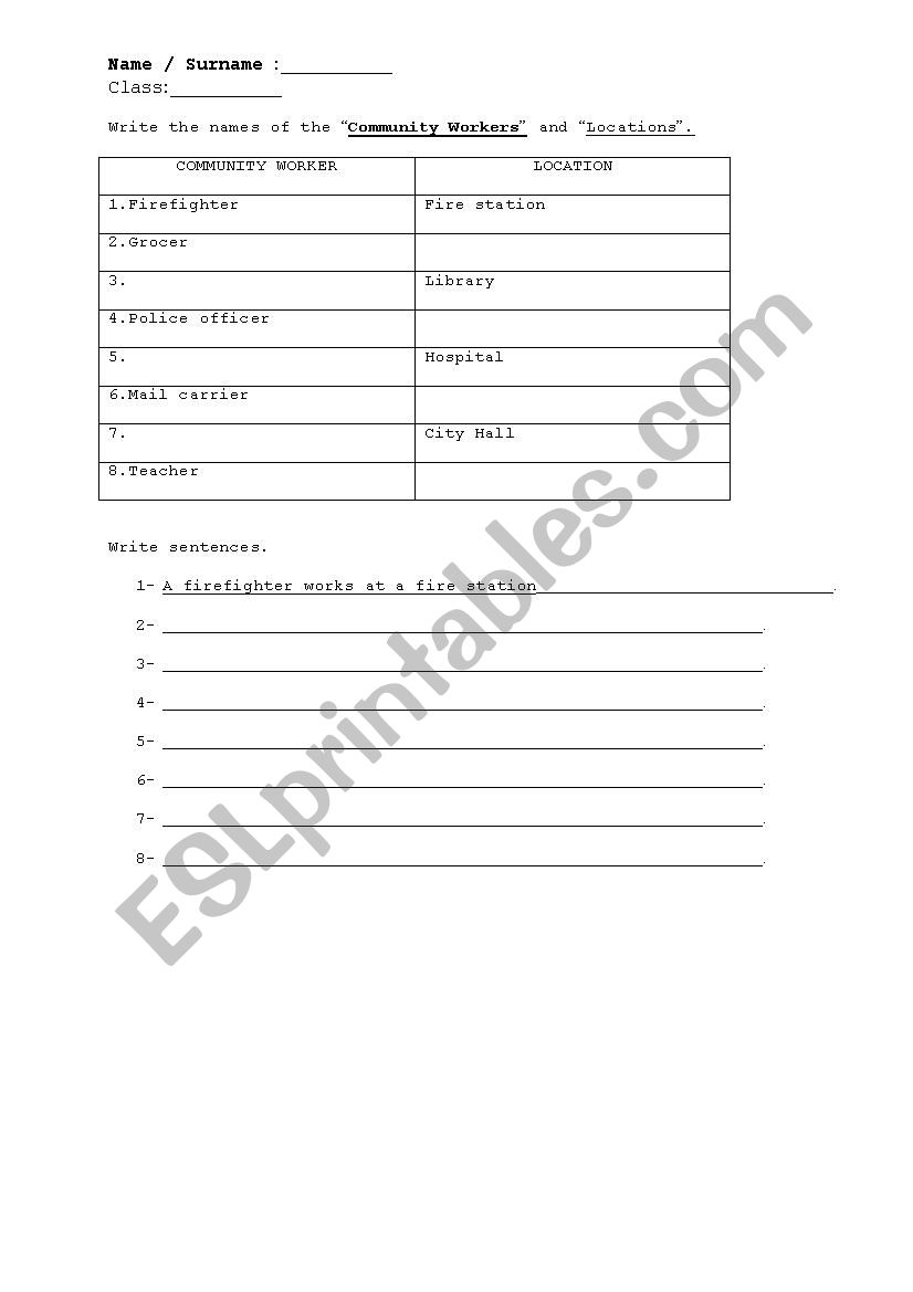 commonty helper worksheet