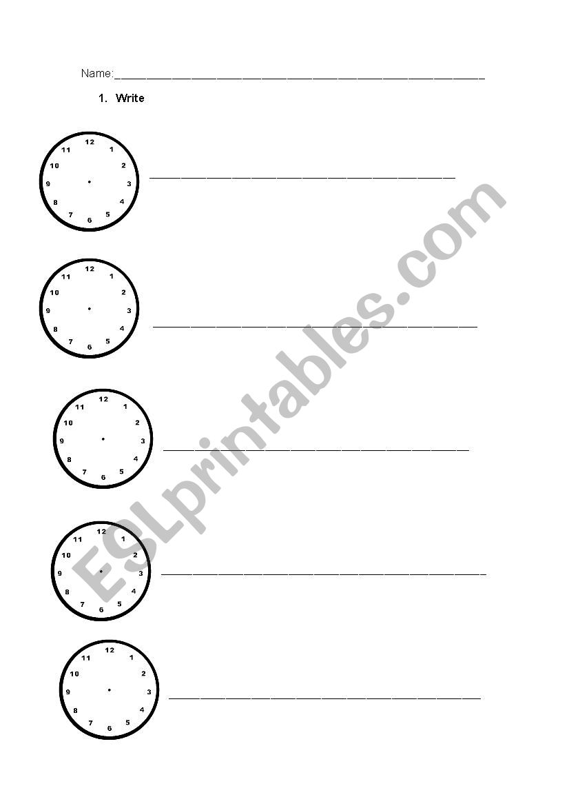 Time exam worksheet