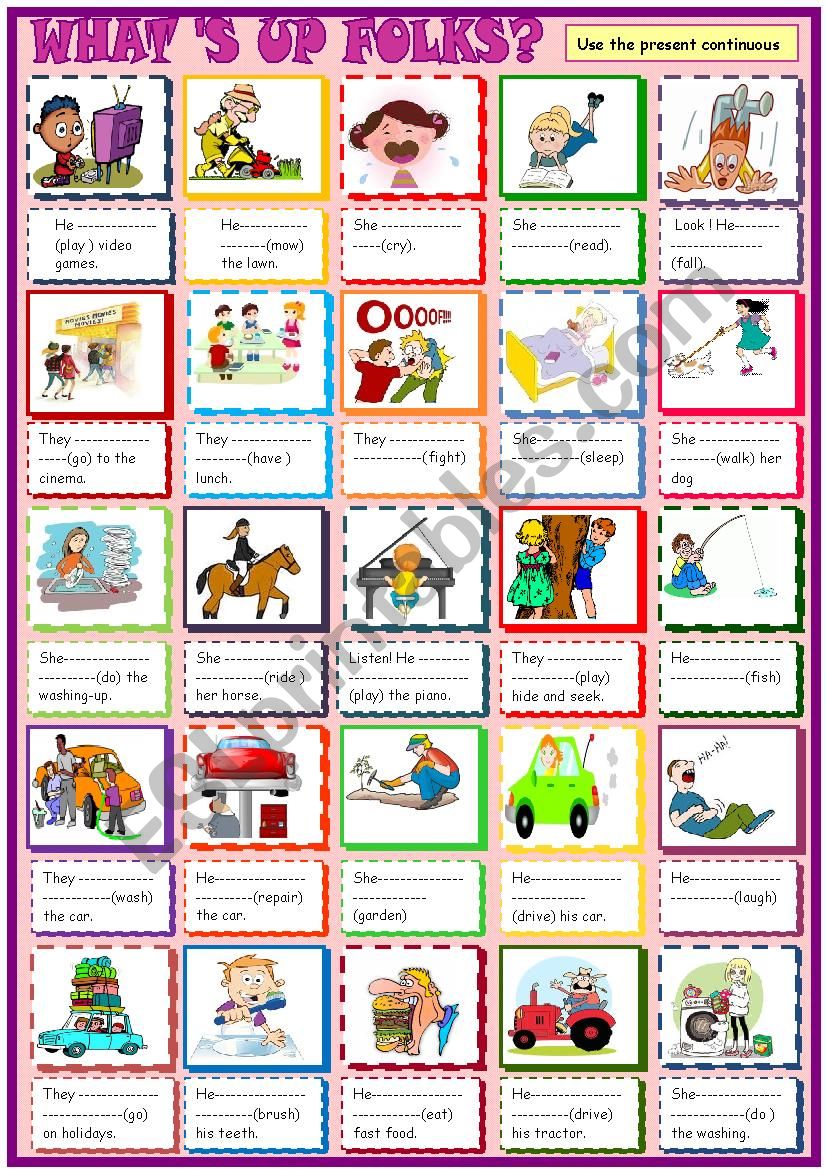 What´s up folks?/ Present continuous - ESL worksheet by spied-d-aignel