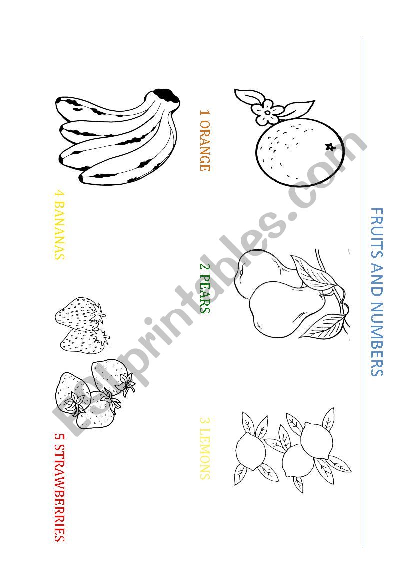 Fruits and numbers worksheet