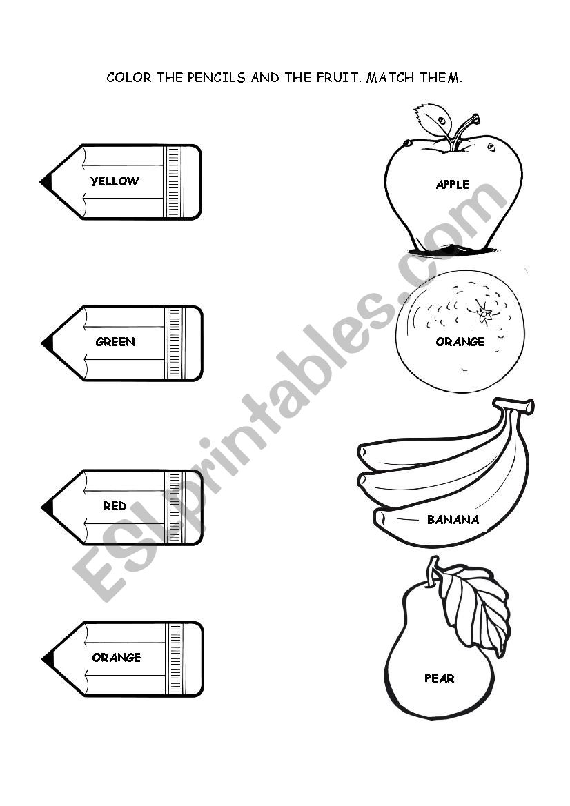 Colors and Fruit worksheet