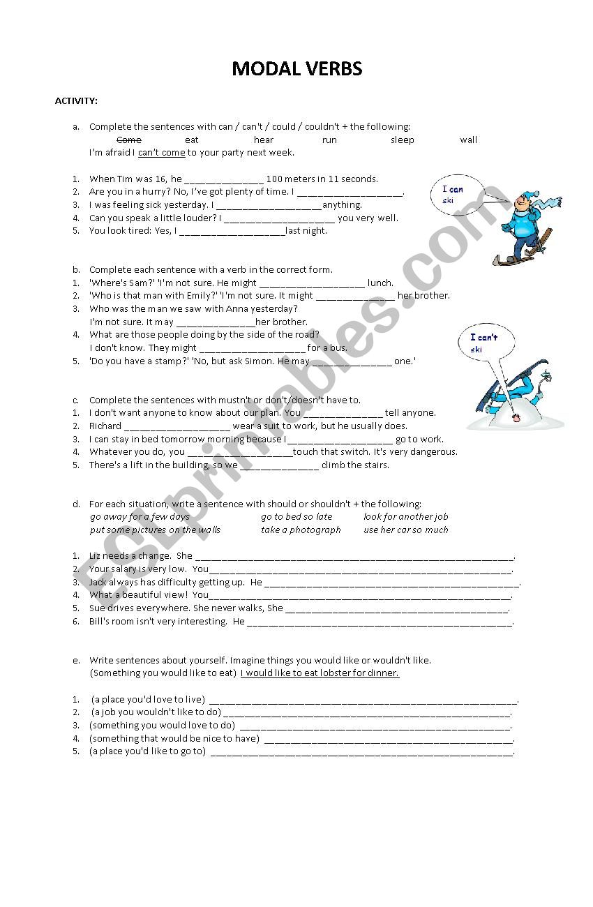 Modal Verbs ESL Worksheet By Hardexxs