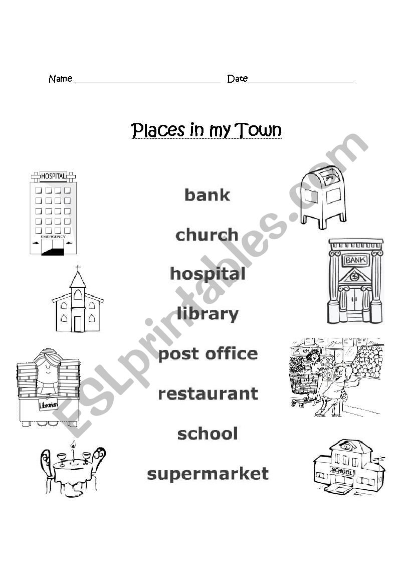 Places in my Town worksheet