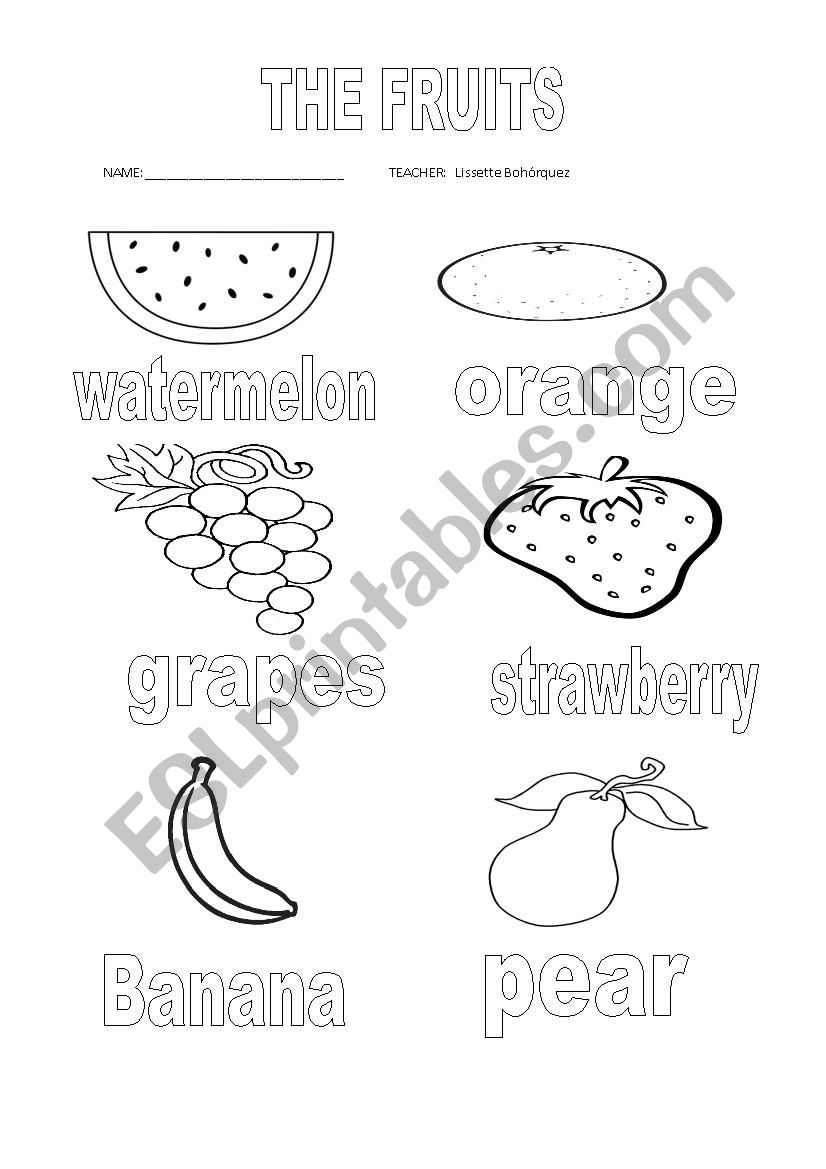 Fruits worksheet