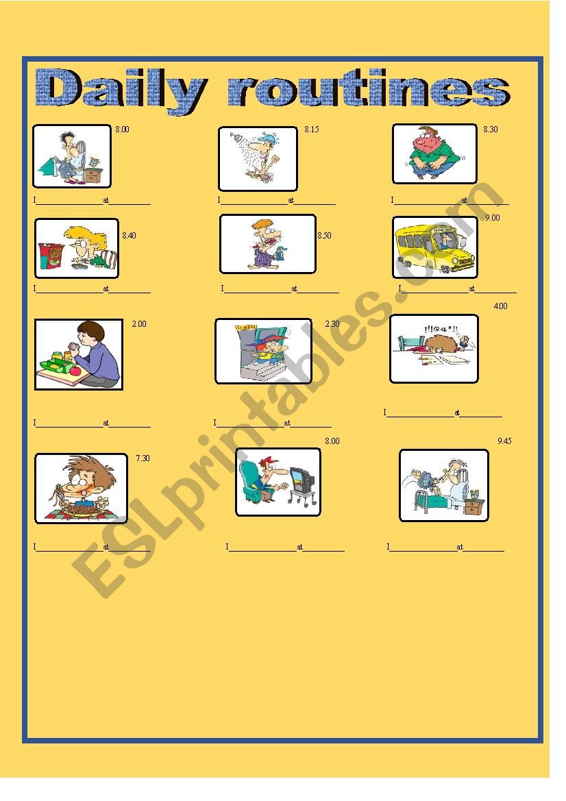 Daily Routines Simple Present Tense ESL Worksheet By 1811172