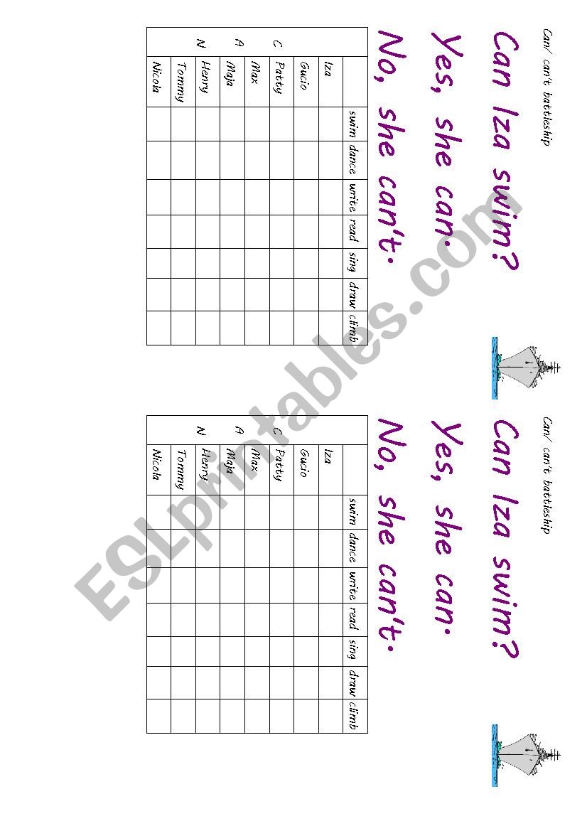 Can/ cant battleship for young learners