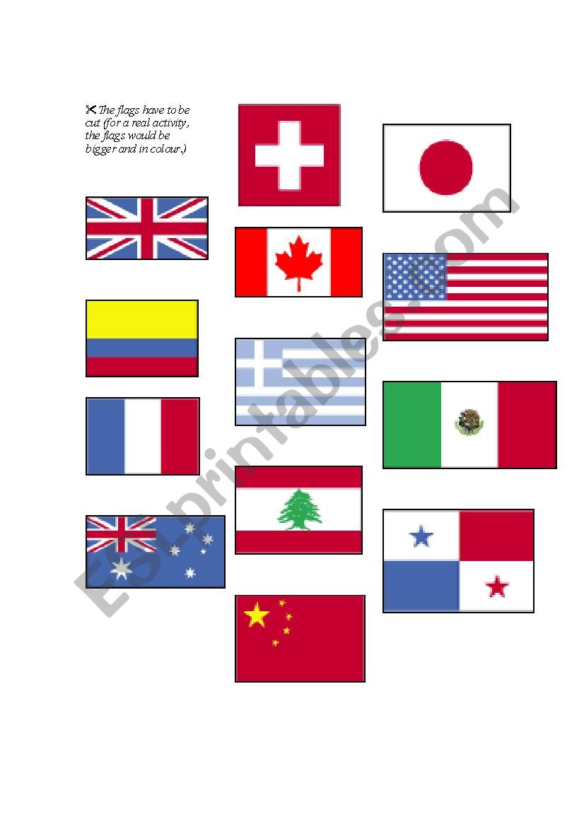nations and flags worksheet