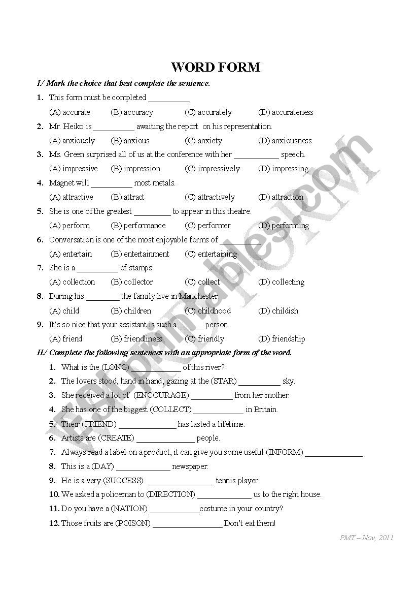 Worm Form worksheet