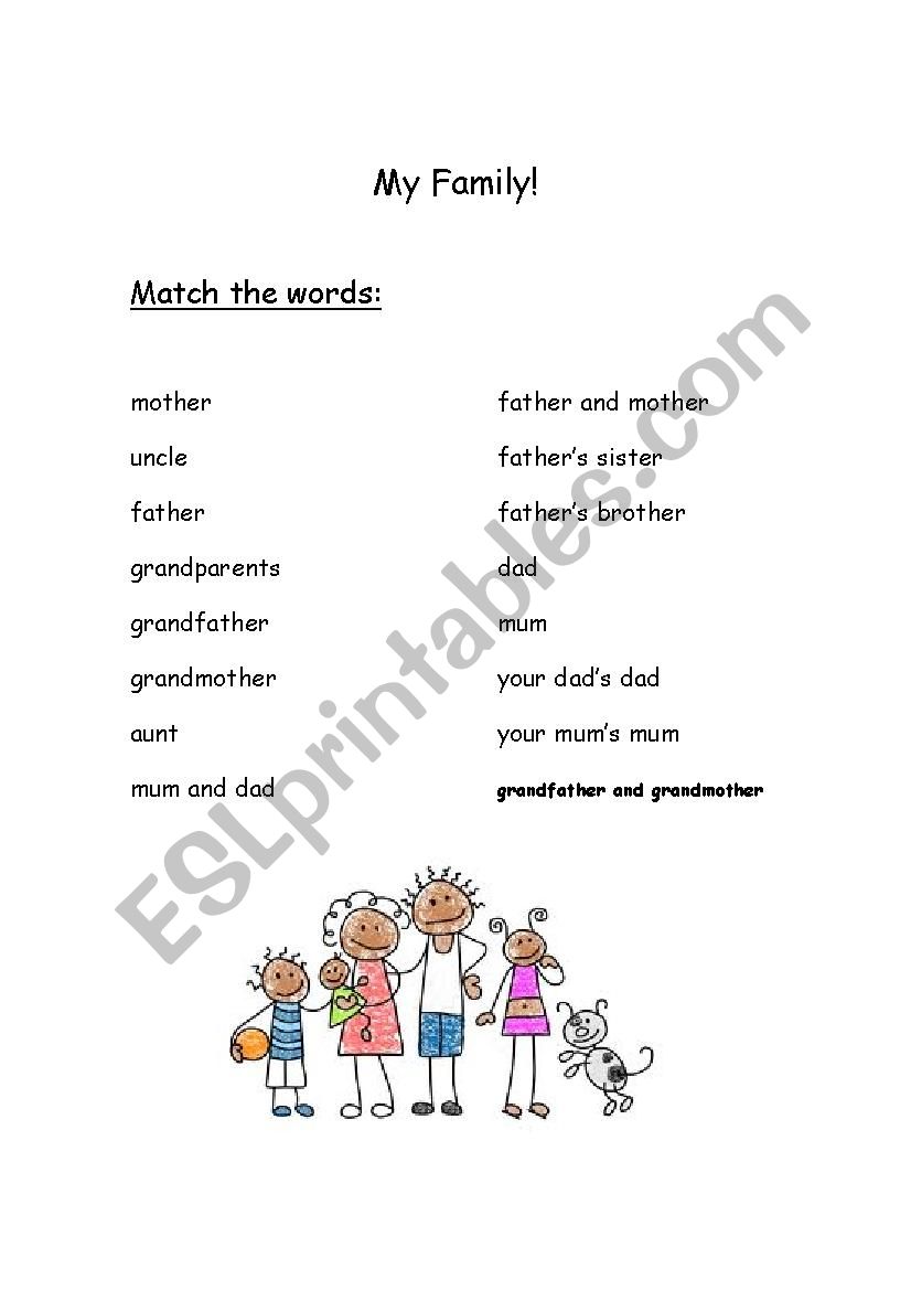 The family  worksheet