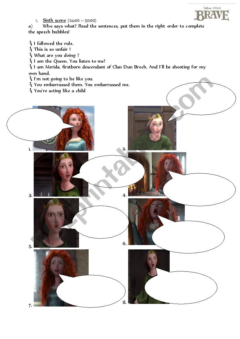 Brave - the movie worksheet - very detailed (page 3)