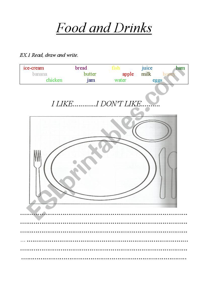 FOOD AND DRINKS worksheet