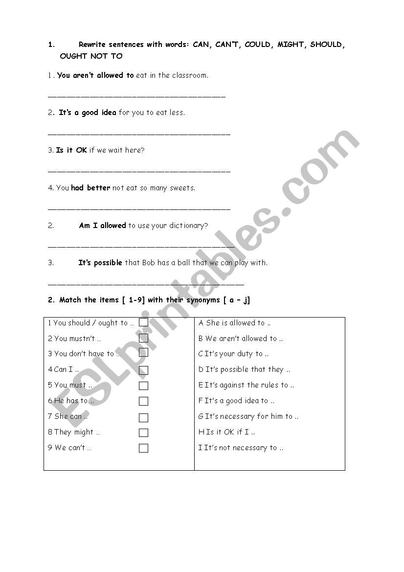 MODAL VERBS worksheet