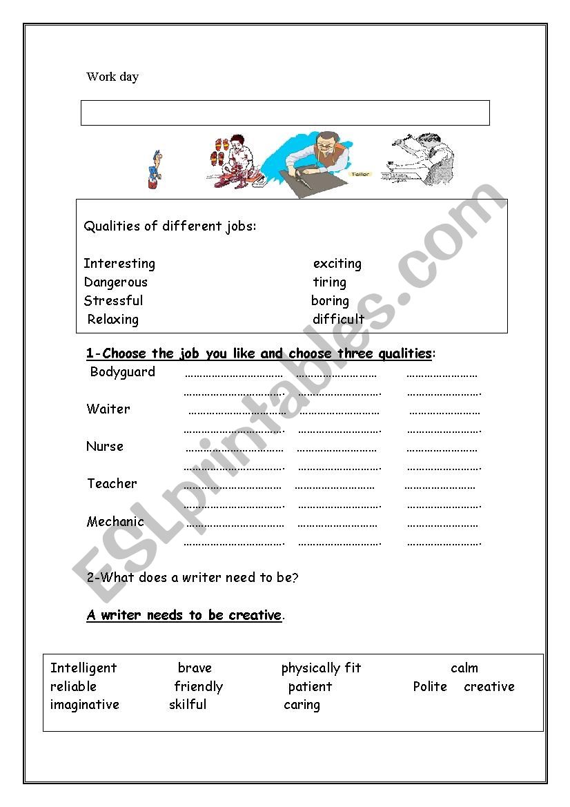 work day worksheet