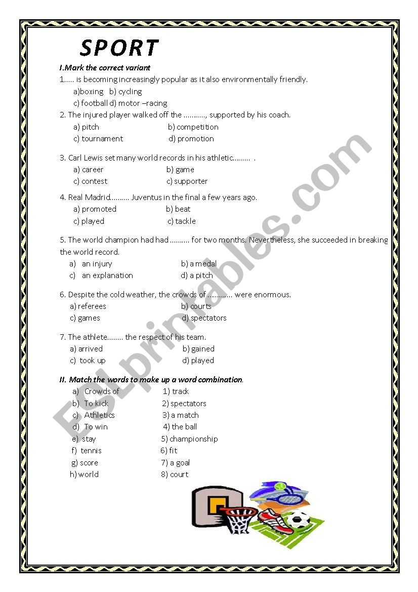 sport worksheet