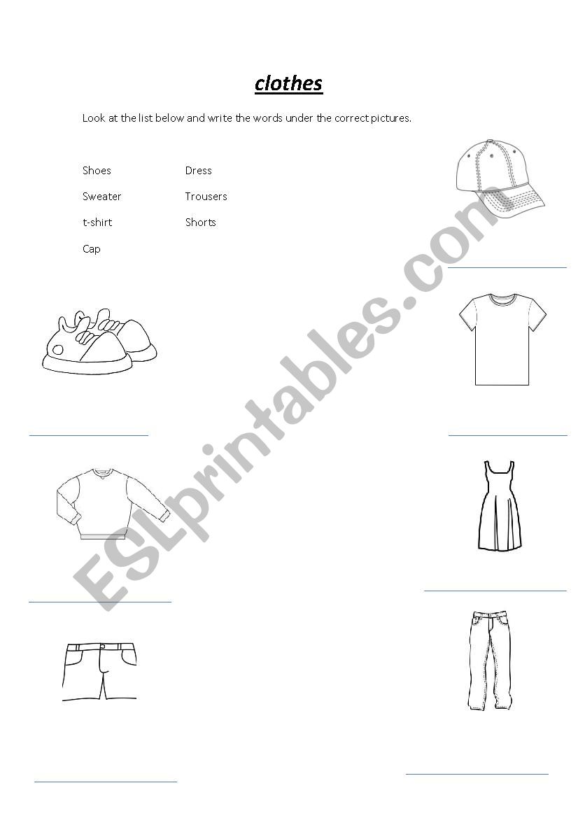 clothes - ESL worksheet by elenaspain
