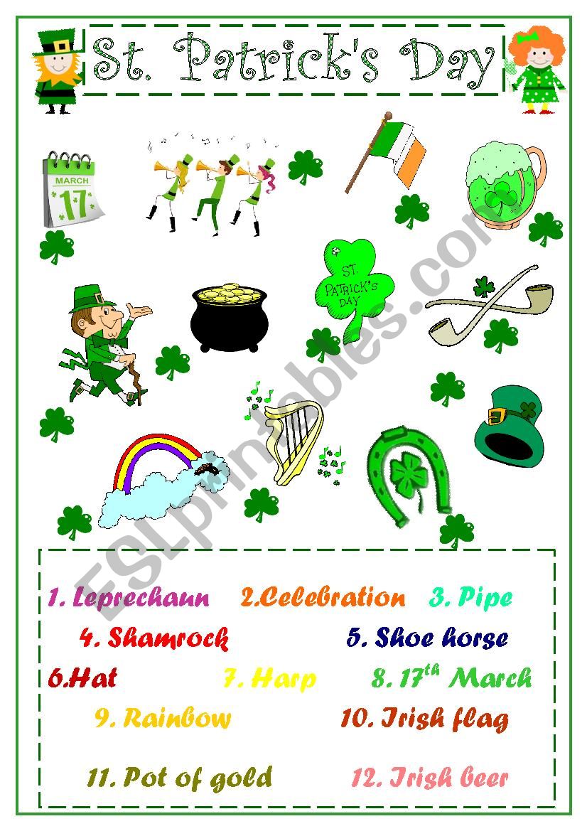 St Patrick s Day ESL Worksheet By Sarasantos