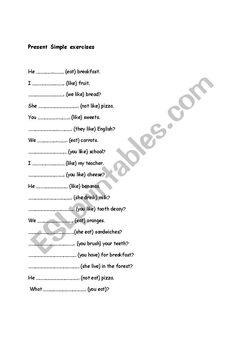 Present Simple worksheet