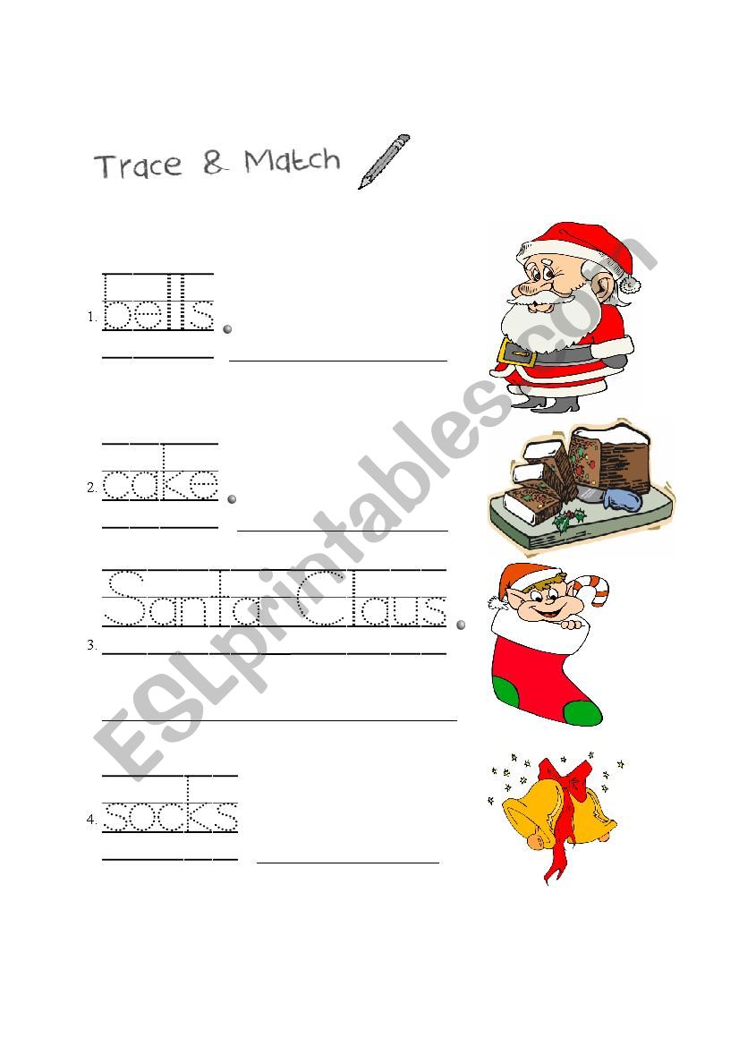 Xmas Tracing & Matching worksheet