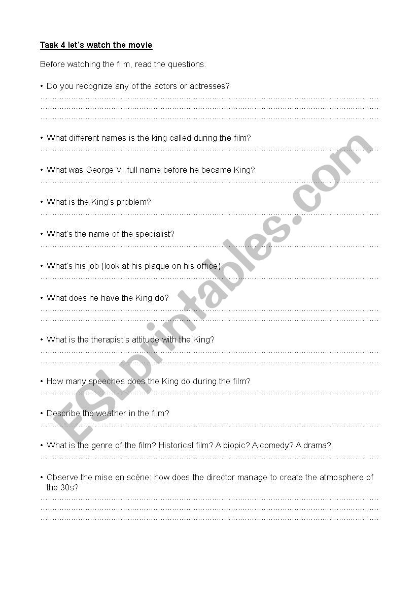 the king´s speech part 2 - ESL worksheet by faustine10