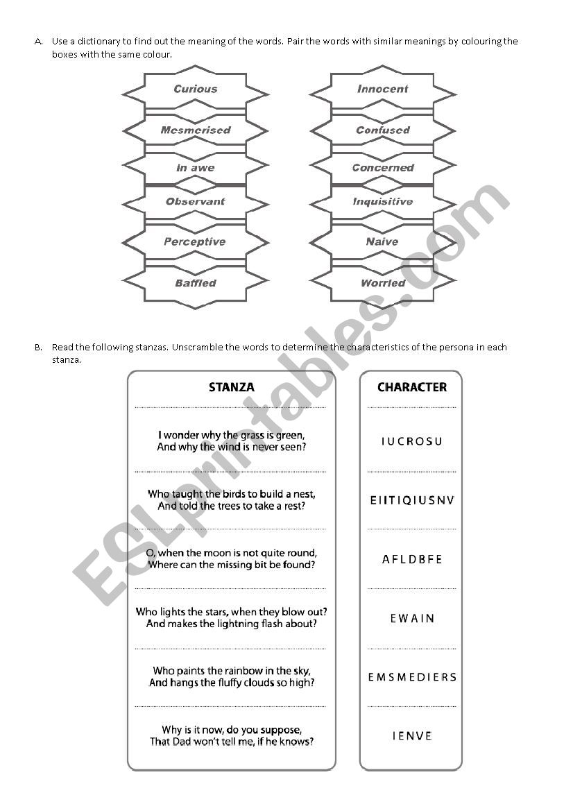 I Wonder Worksheet worksheet