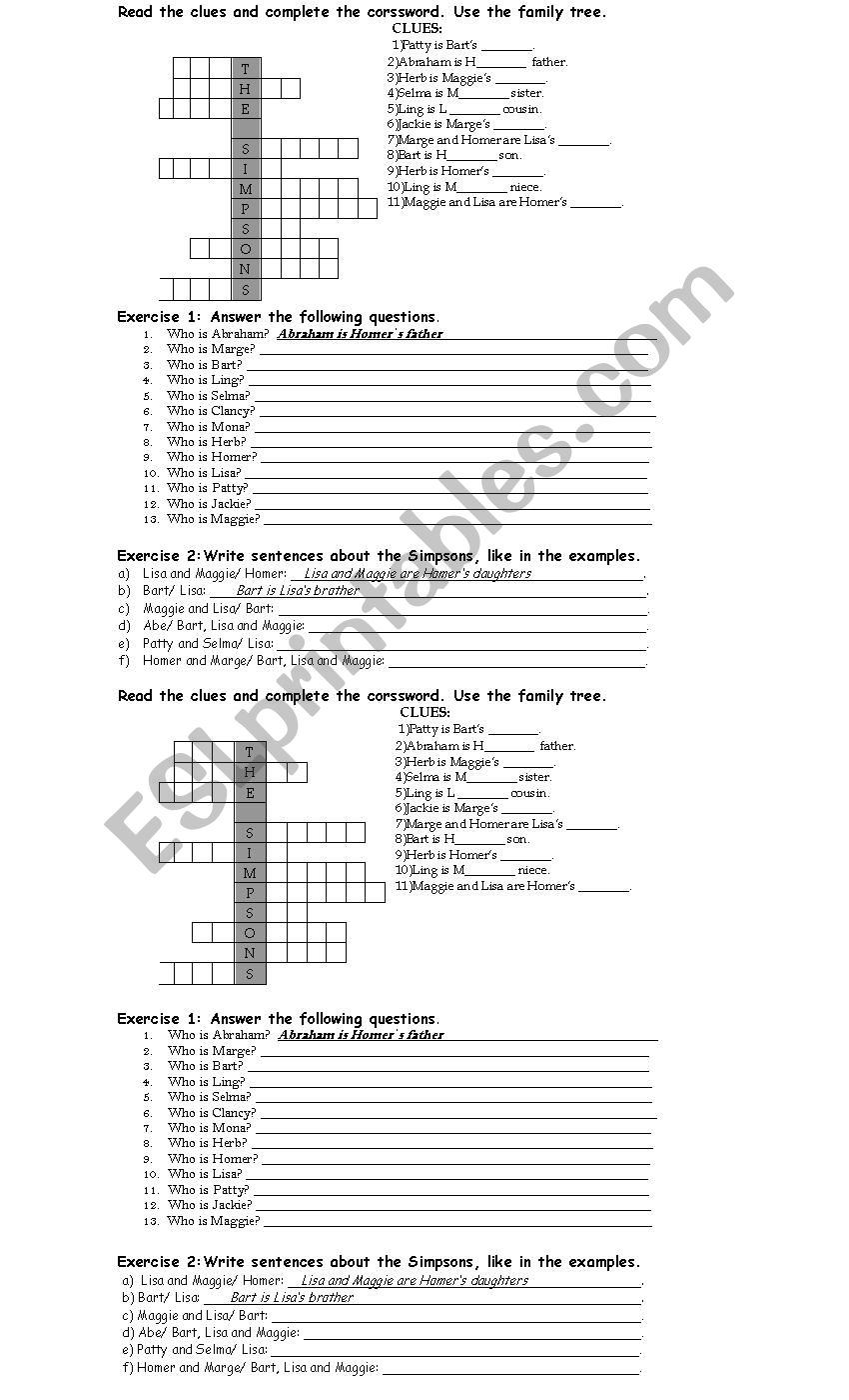 family worksheet