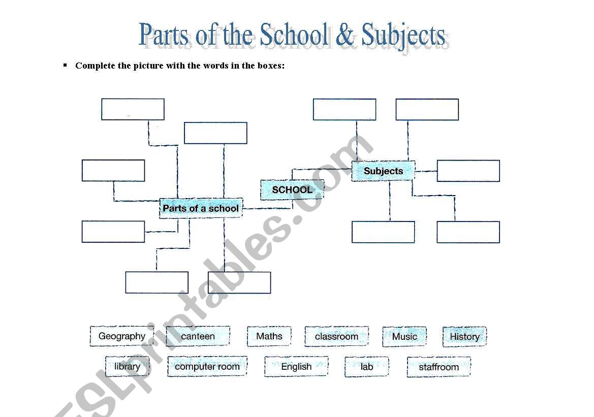 School & Subjects worksheet
