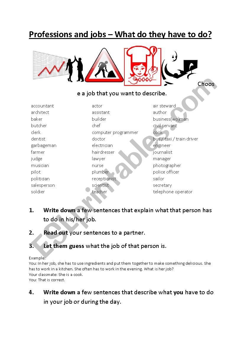 Professions and jobs - What do they have to do?