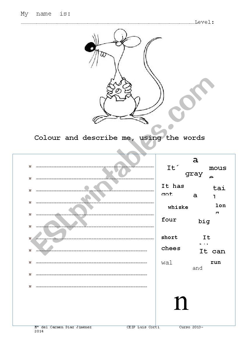 Describe the mouse - ESL worksheet by 