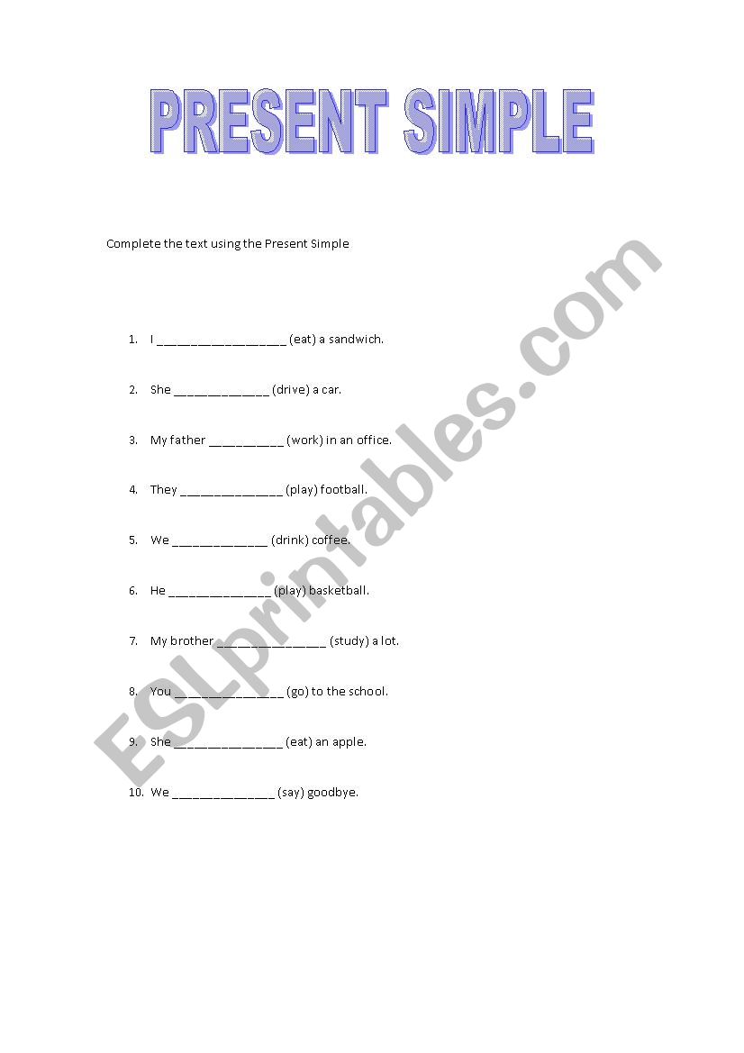 Present Simple - ESL worksheet by Mercedes90