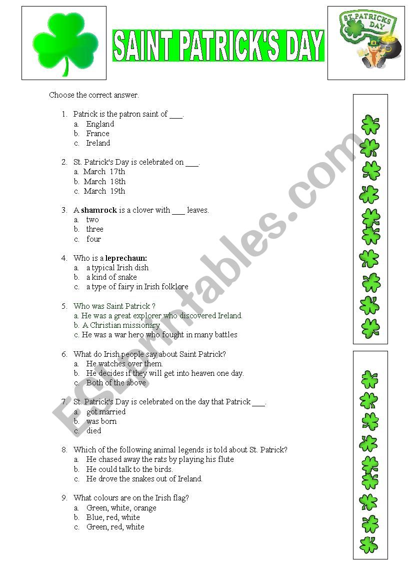 St. Patrick's Day Quiz