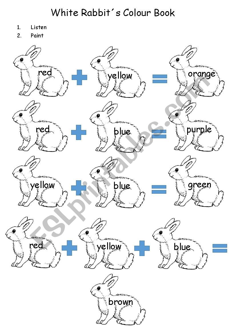 White Rabbit´s Colour Book ESL worksheet by Rocilito