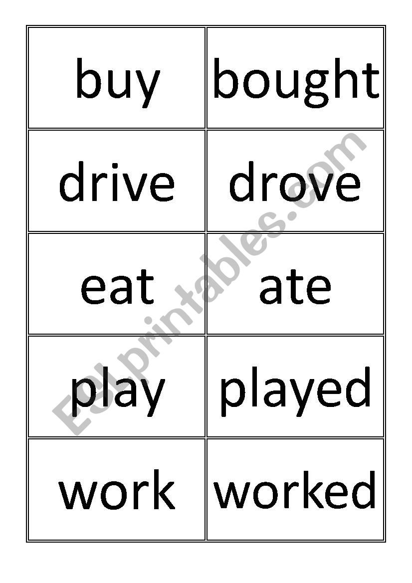 past tense match up worksheet