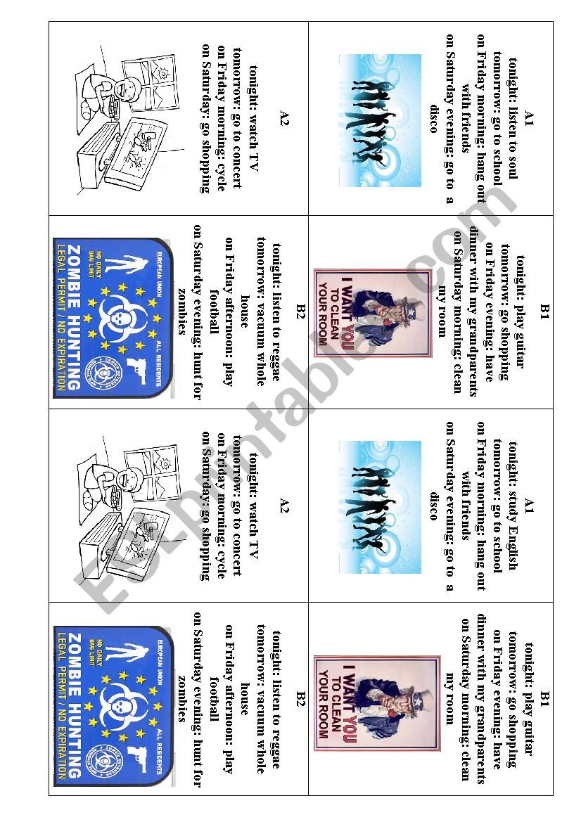 Speaking activity cards - future arrangement - ESL worksheet by otrebusia