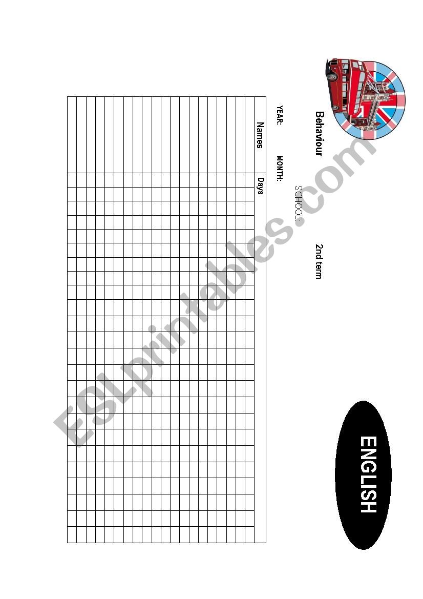 Behavior Table worksheet