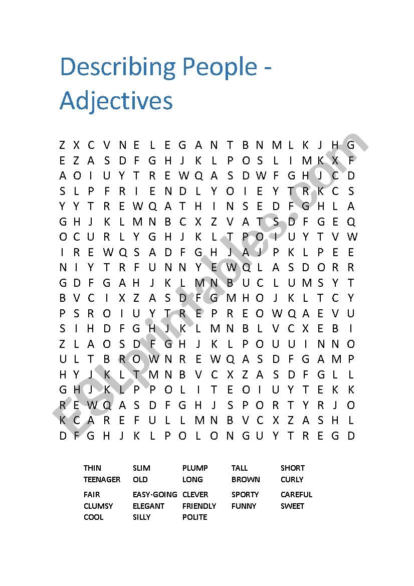 Personality >Adjectives worksheet