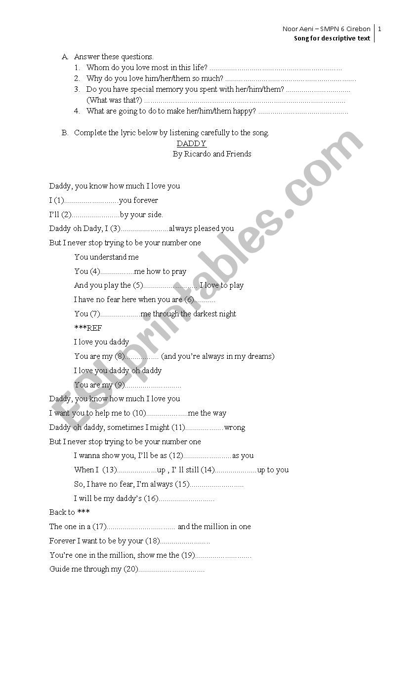 listening exercise for descriptive text