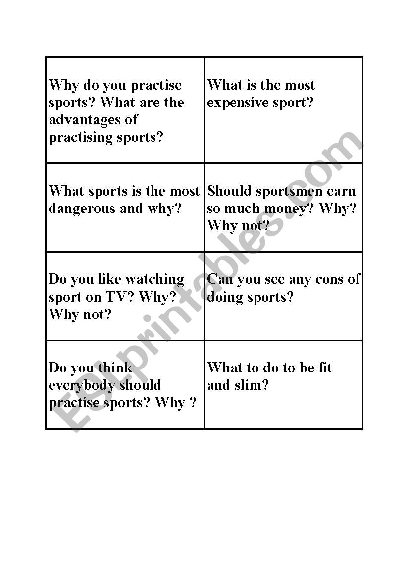 sports discussion worksheet