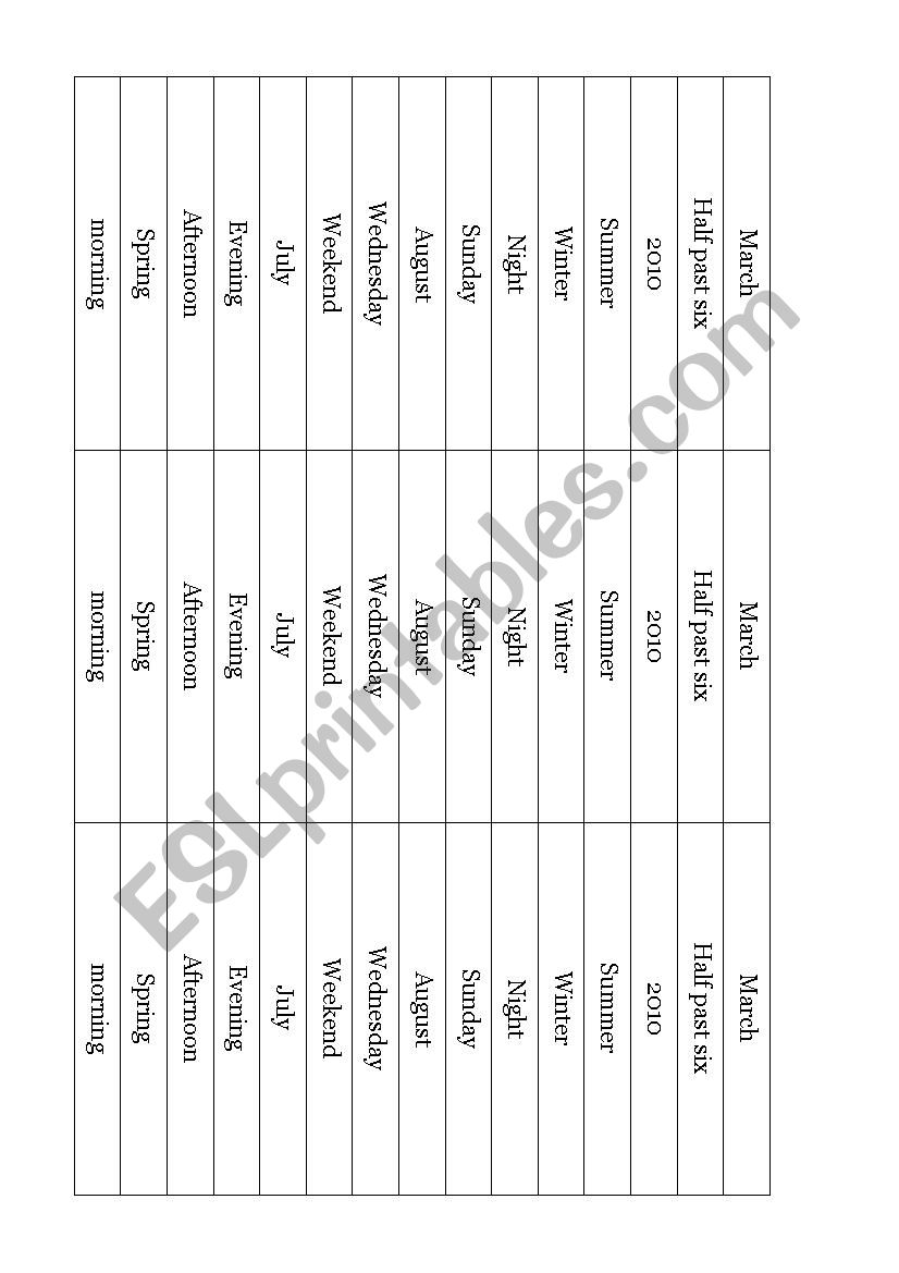 Preposition of time worksheet